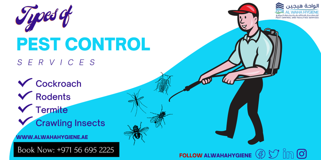 What are the types of pest control services provided by Al Waha Hygiene?