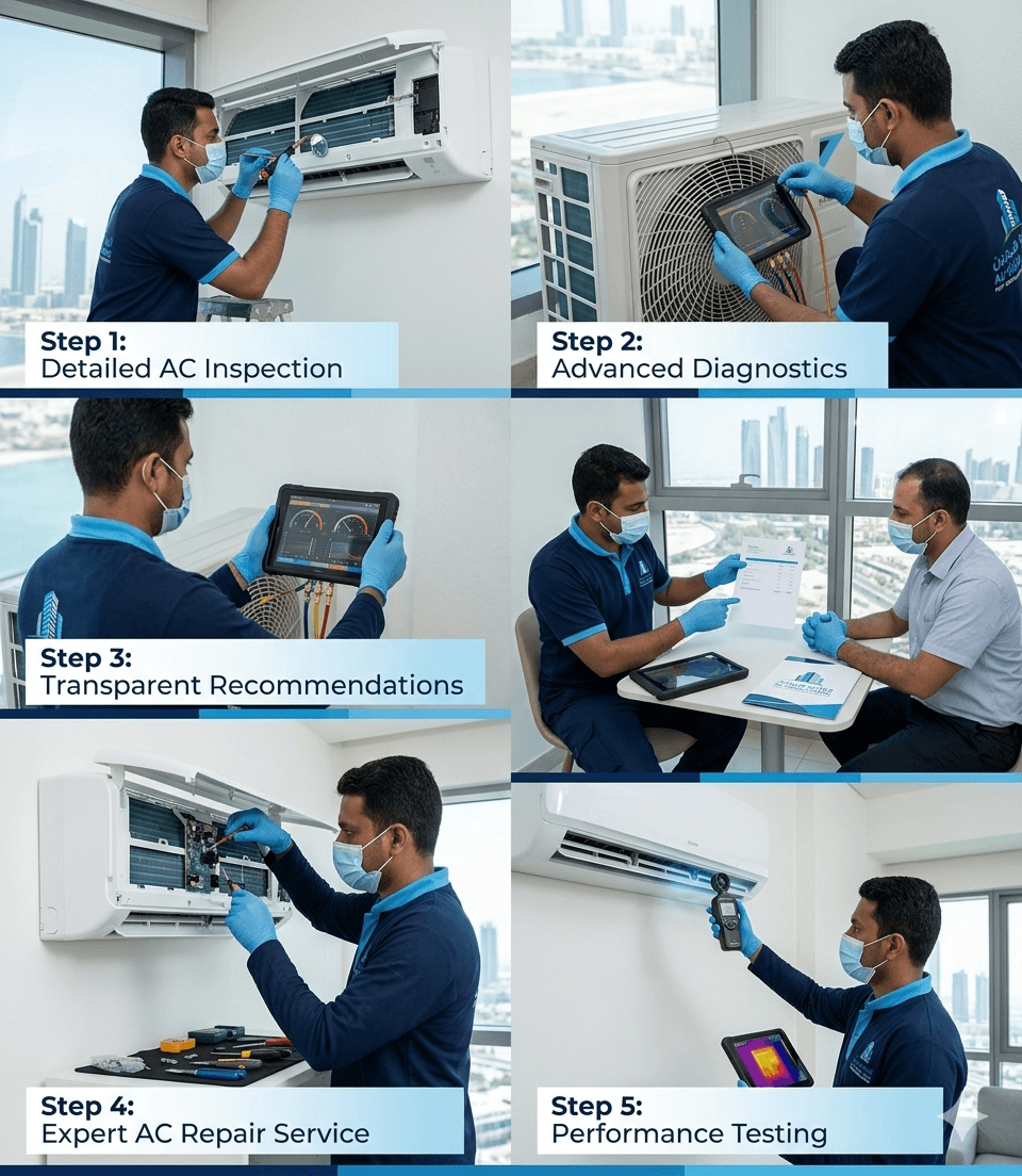 Our AC Repair Process in Abu Dhabi